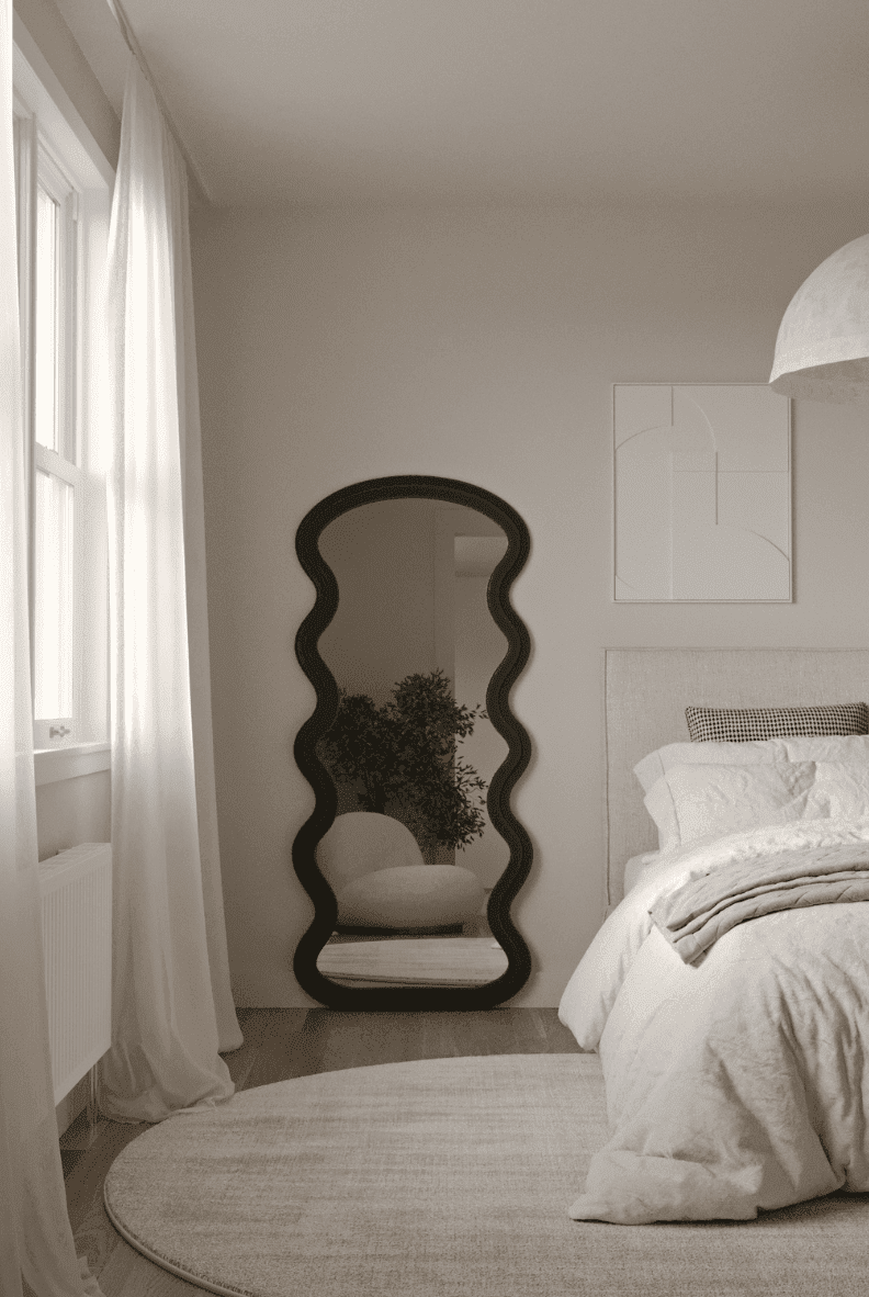 Helena Wavy Black Flannelette Frame Wall Mirror