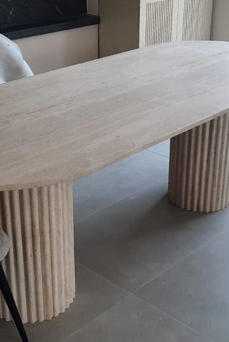 Valeria Travertine Oval Top Dining Table (5 Sizes)