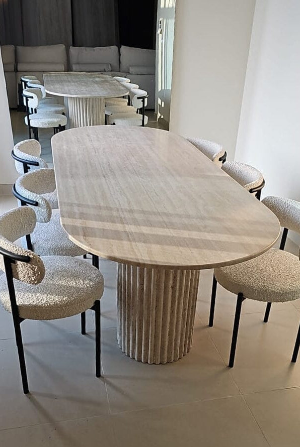 Valeria Travertine Oval Top Dining Table (5 Sizes)