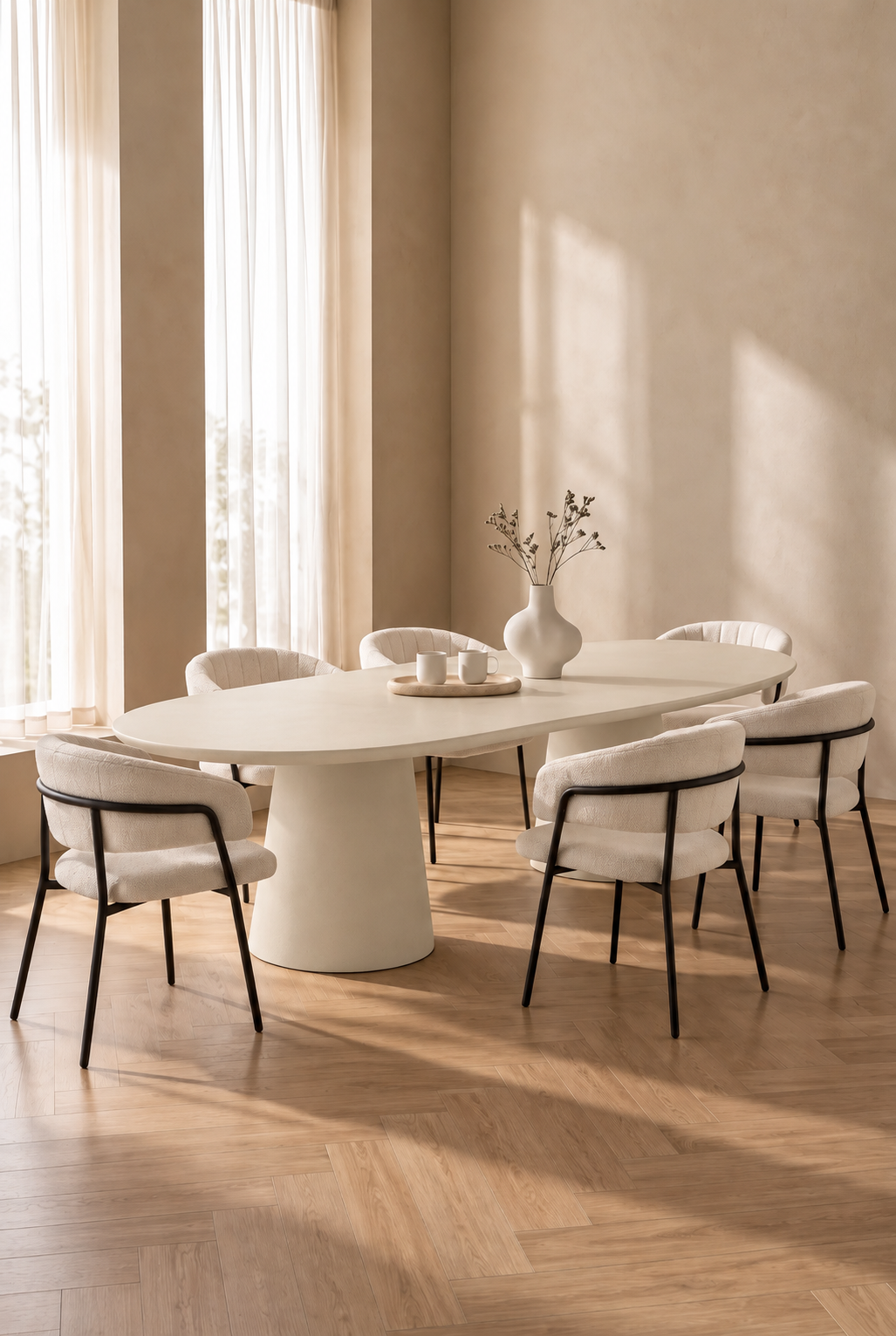Varenna Light Beige Microconcrete Dining Table