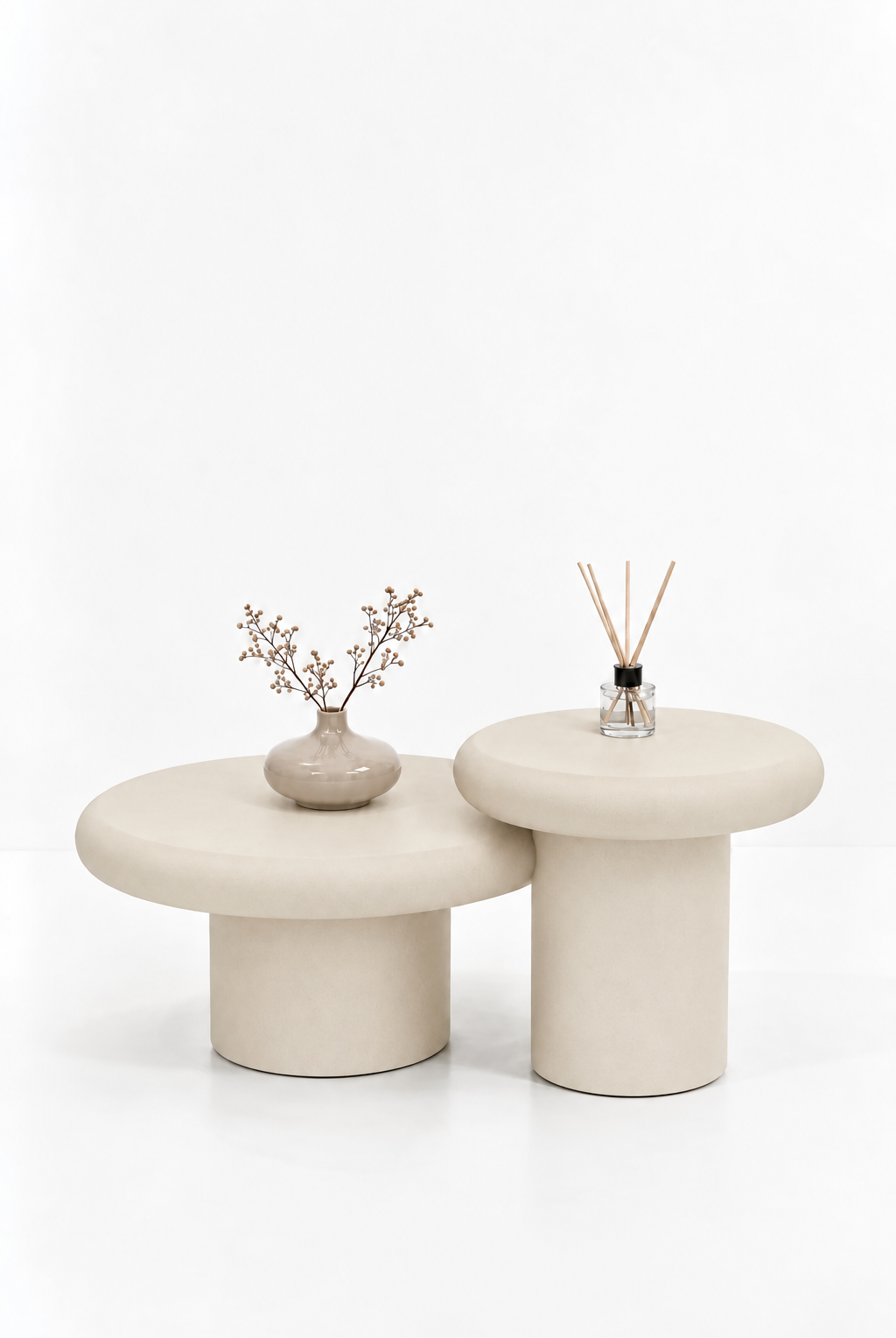 Velia Light Beige Microconcrete Nesting Coffee Table