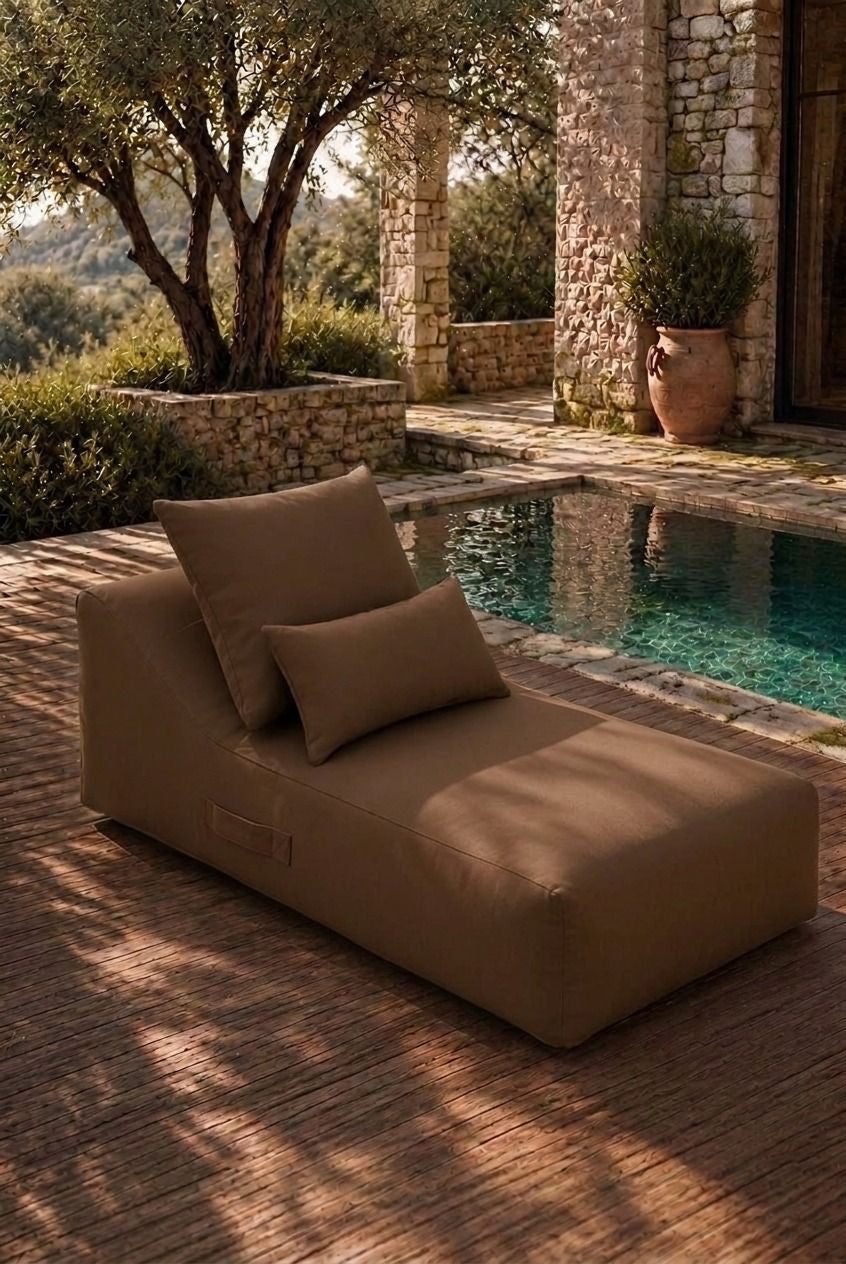 Vezan Brown Outdoor Lounger