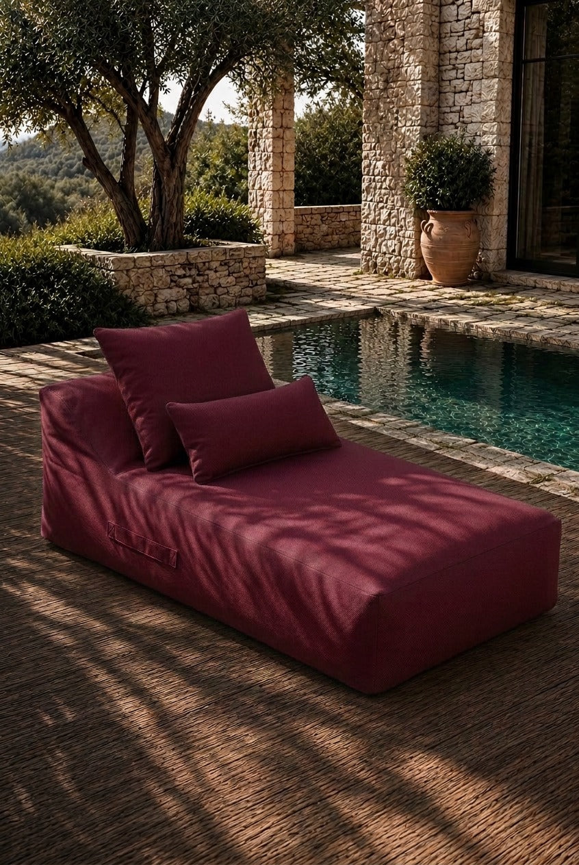 Vezan Burgundy Outdoor Lounger