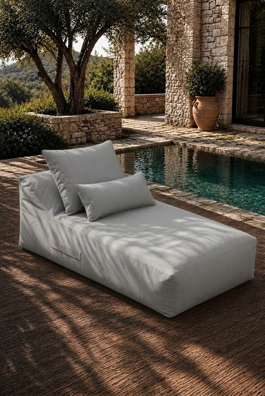 Vezan Light Grey Outdoor Lounger