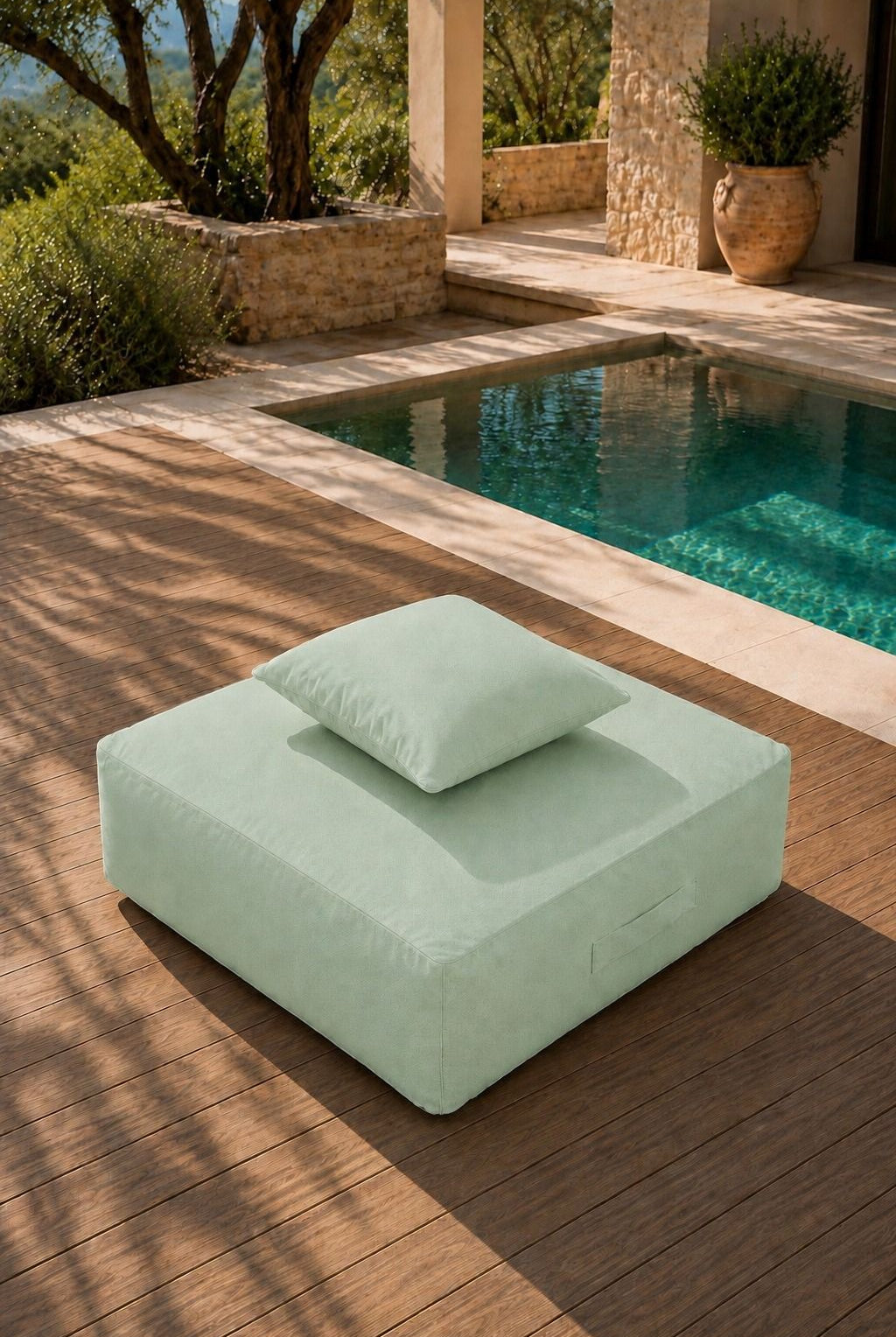 Vezan Mint Green Outdoor Ottoman