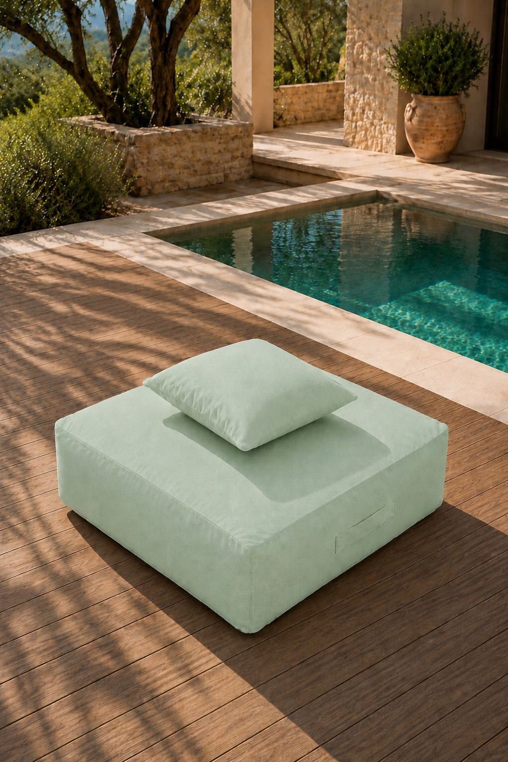 Vezan Mint Green Outdoor Ottoman