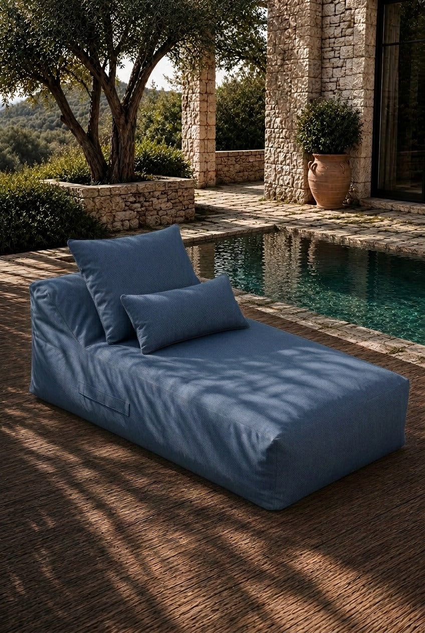 Vezan Navy Blue Outdoor Lounger