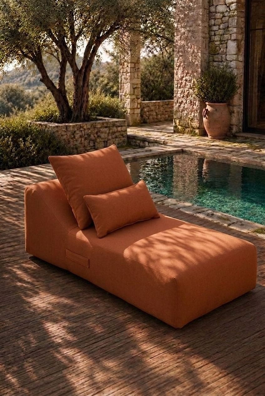Vezan Rust Terracotta Outdoor Lounger