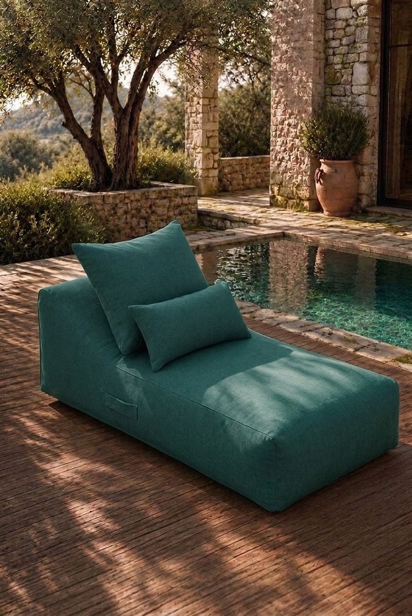 Vezan Teal Green Outdoor Lounger