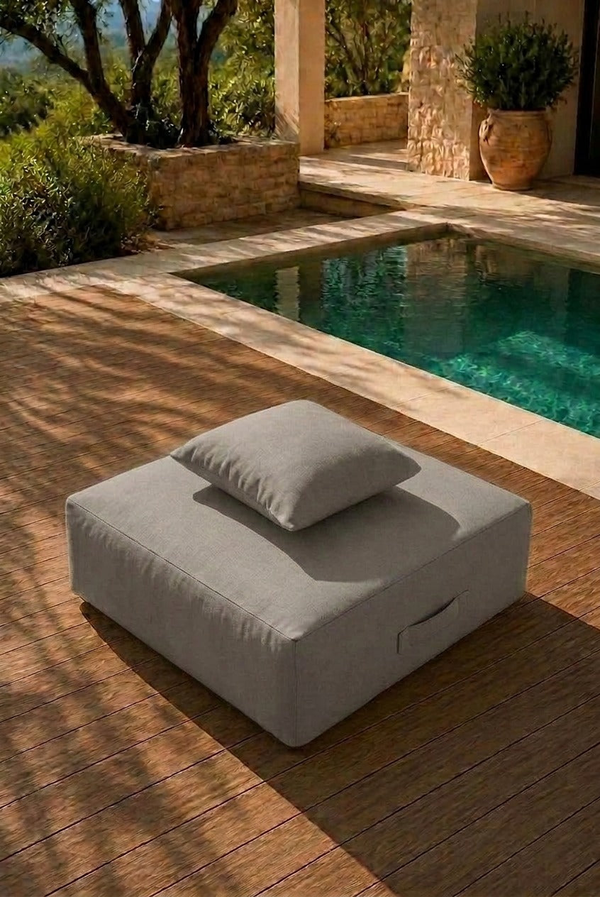 Vezan Warm Grey Outdoor Ottoman