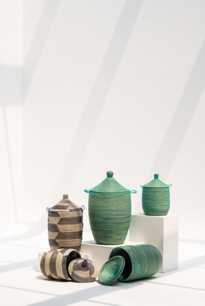 Handmade Turquoise Classic Basket (3 Sizes) BASKET Homekode