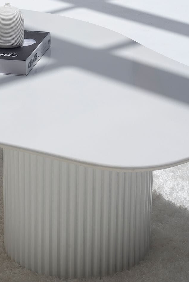 emisia White Quz Irregular Coffee Table With White Base