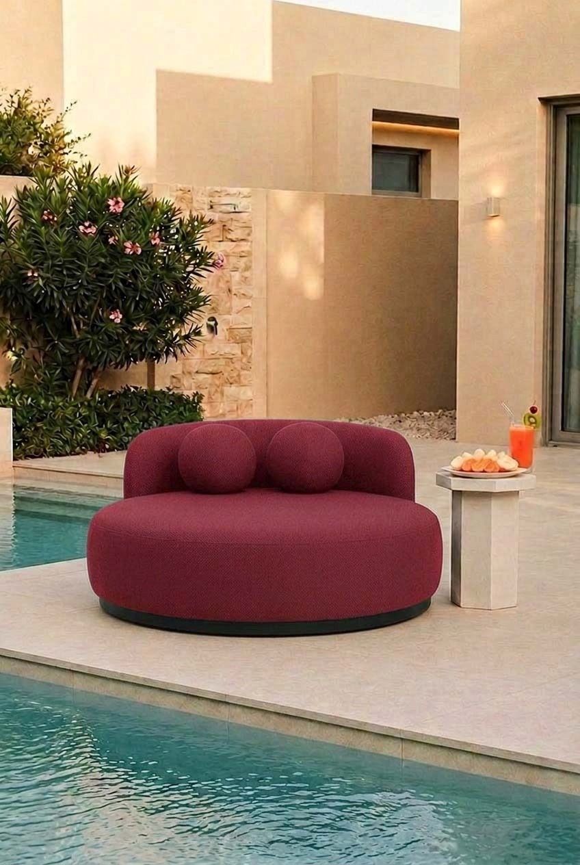 Yosline Burgundy Outdoor Day Bed