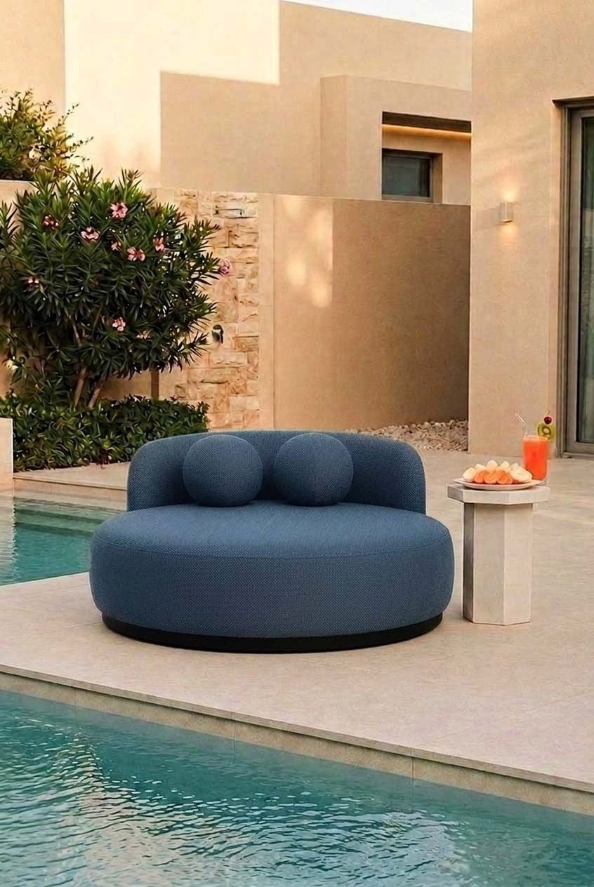 Yosline Navy Blue Outdoor Day Bed