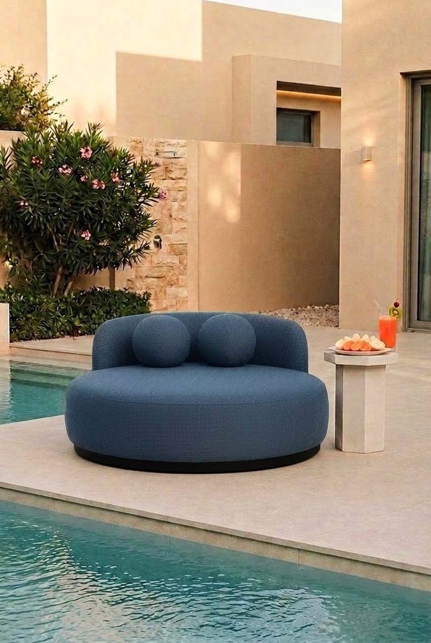 Yosline Navy Blue Outdoor Day Bed