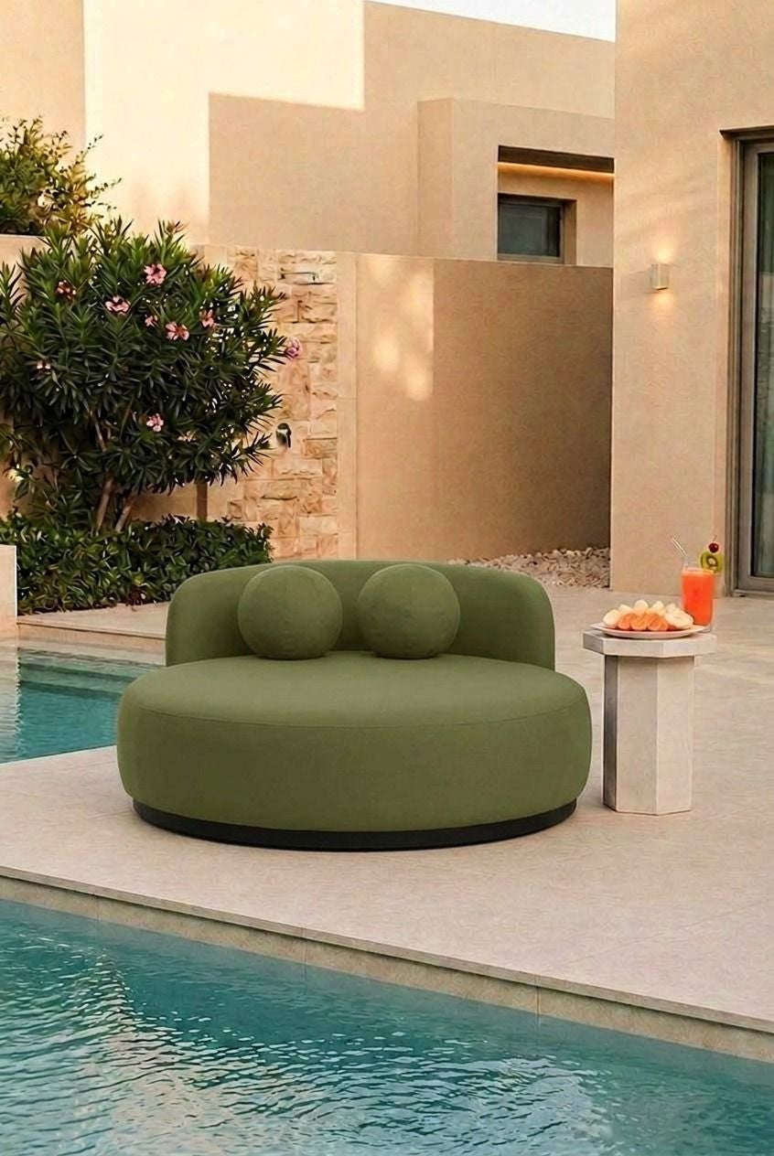 Yosline Olive Green Outdoor Day Bed
