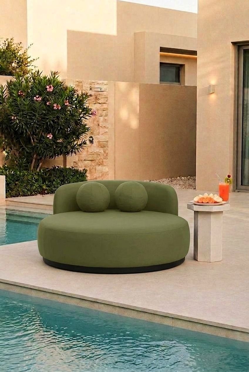 Yosline Olive Green Outdoor Day Bed