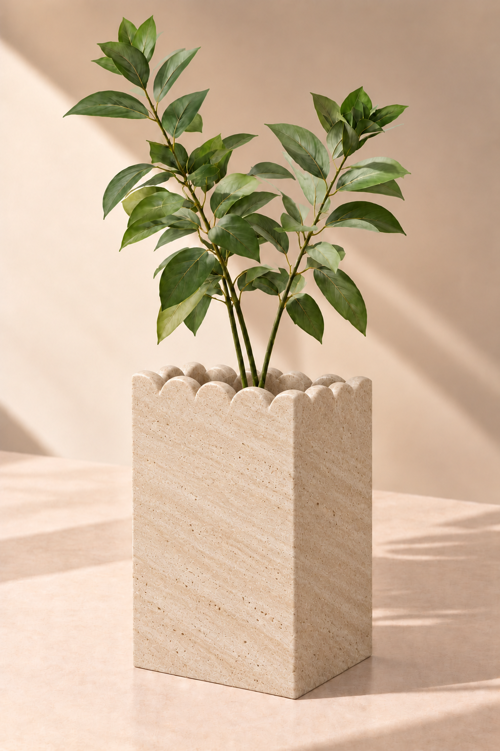 Zevoria Travertine Sculptural Vase