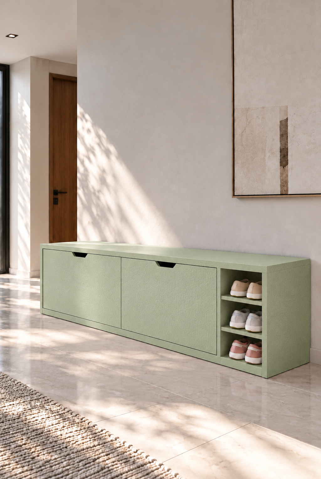 Avelio Green Wooden Shoe Cabinet view 3