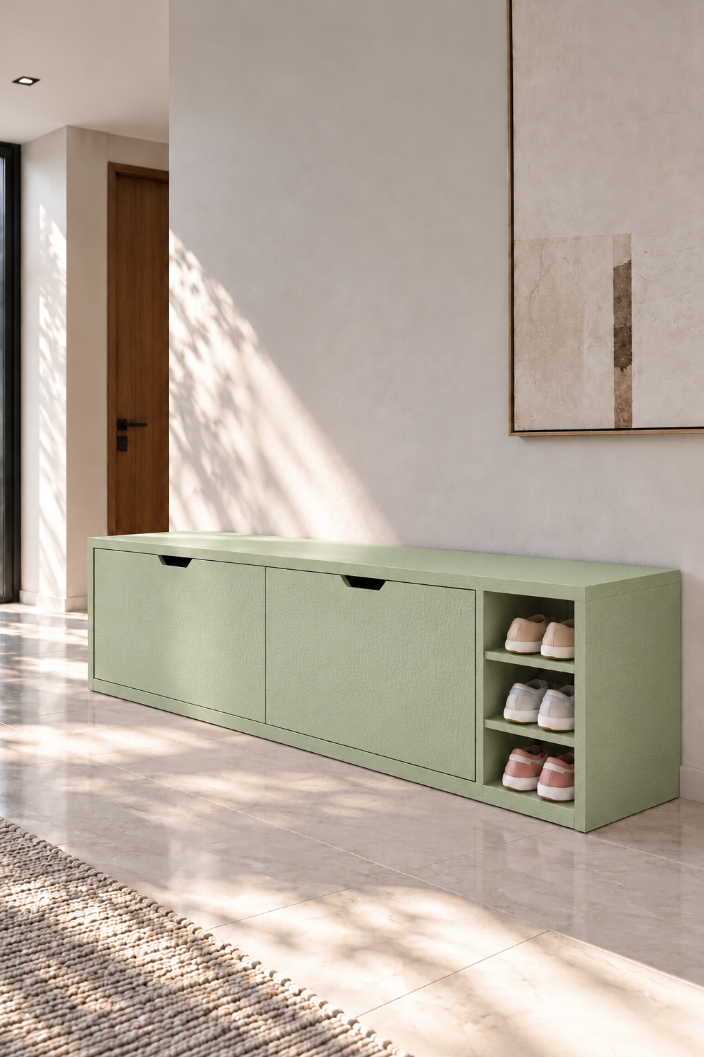 Avelio Green Wooden Shoe Cabinet view 3