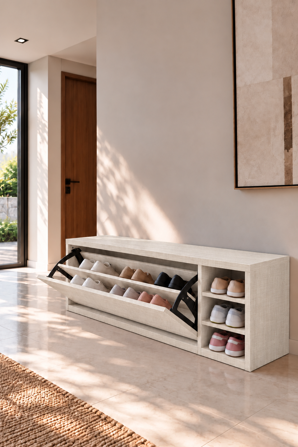 Avelio Ivory Wooden Shoe Cabinet view 2