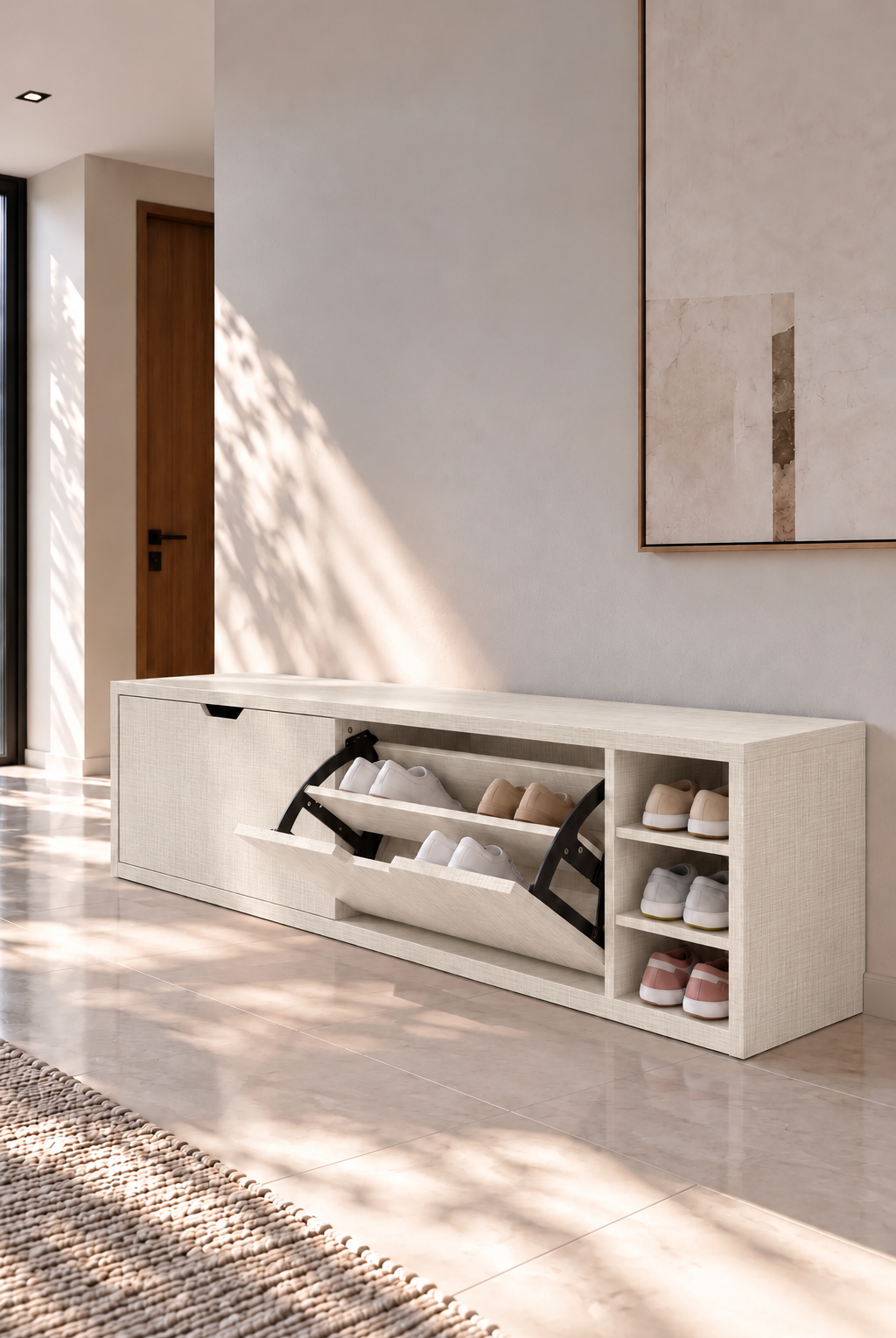 Avelio Ivory Wooden Shoe Cabinet view 4