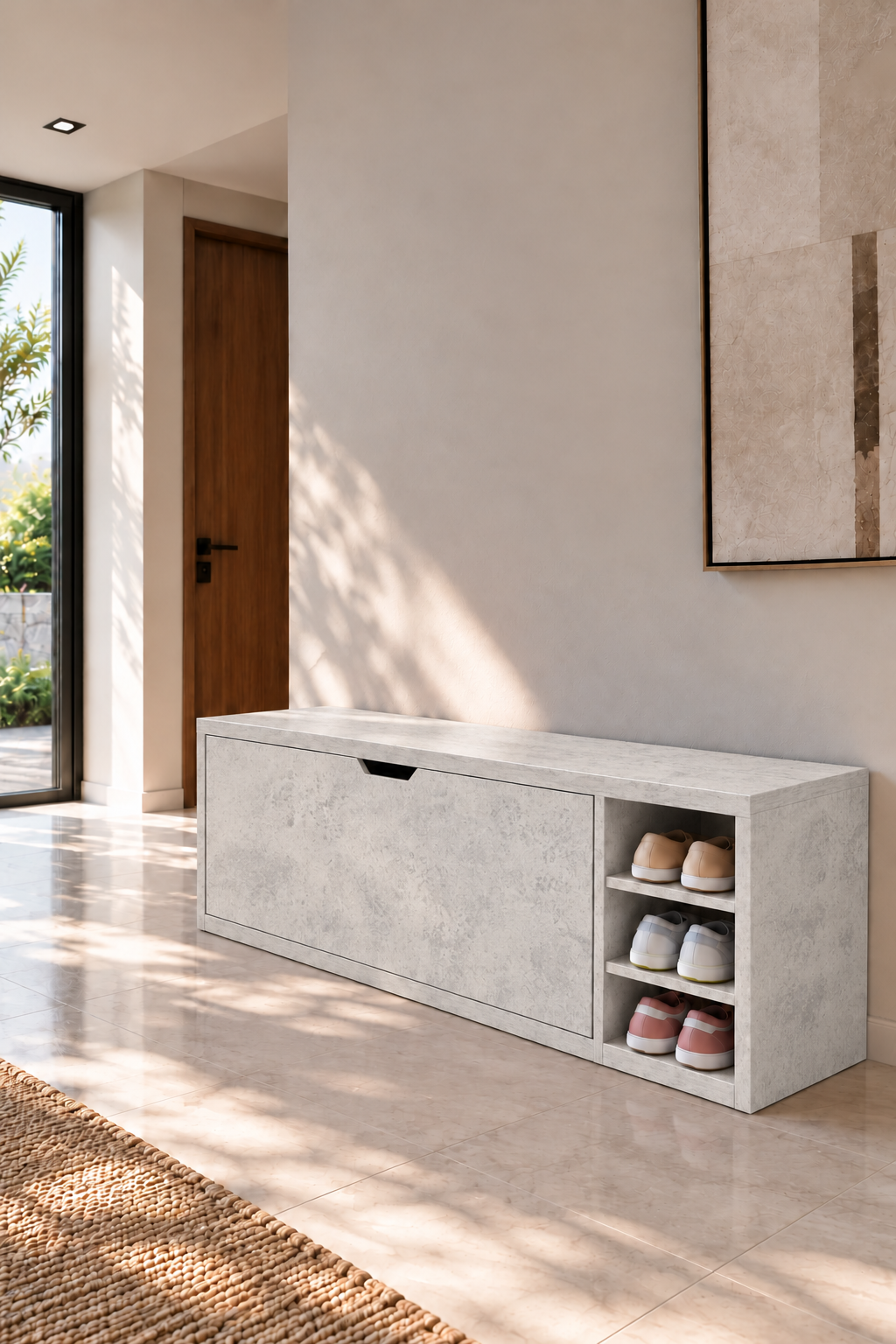 Avelio Mist Grey Wooden Shoe Cabinet view 1