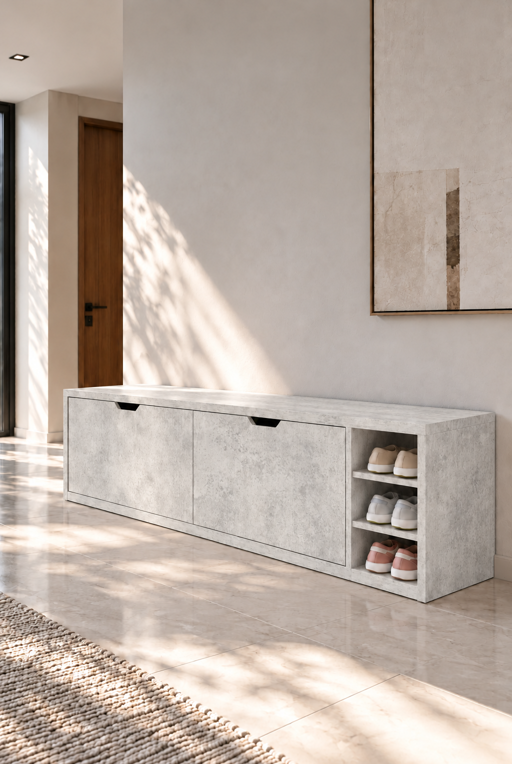 Avelio Mist Grey Wooden Shoe Cabinet view 3