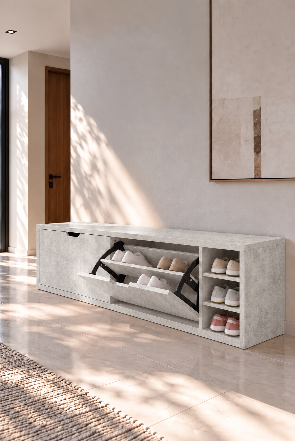 Avelio Mist Grey Wooden Shoe Cabinet view 4
