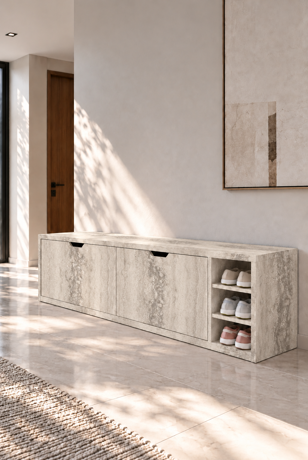Avelio Warm Greige Wooden Shoe Cabinet view 3