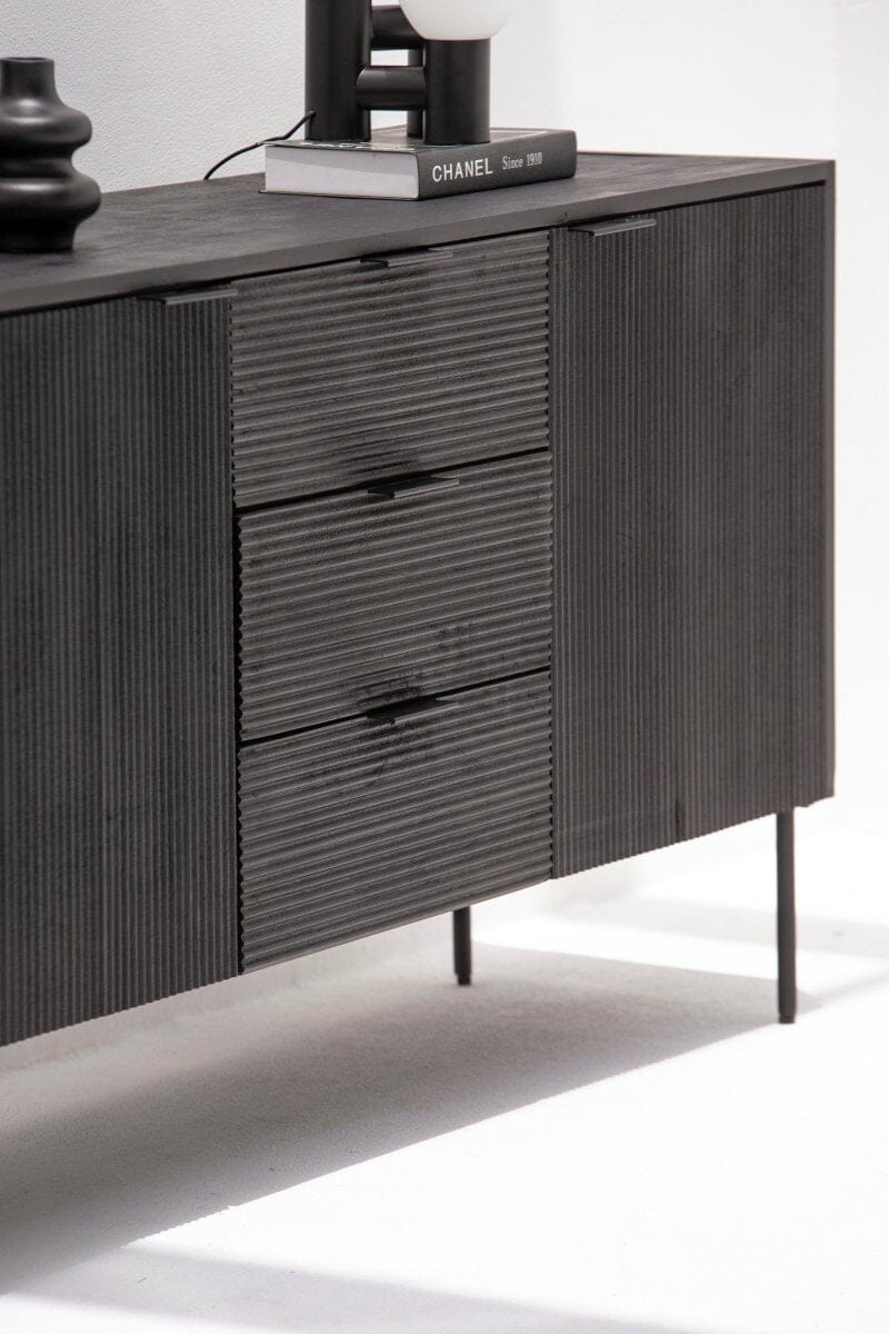 Black 3 Drawers & 2 Doors Sideboard
