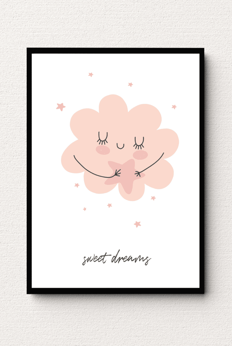 Celestial Hug: Cloud and Star Wall Art