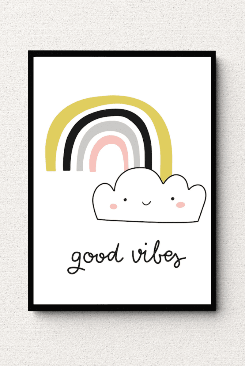 Good Vibes Rainbow Cloud Wall Art
