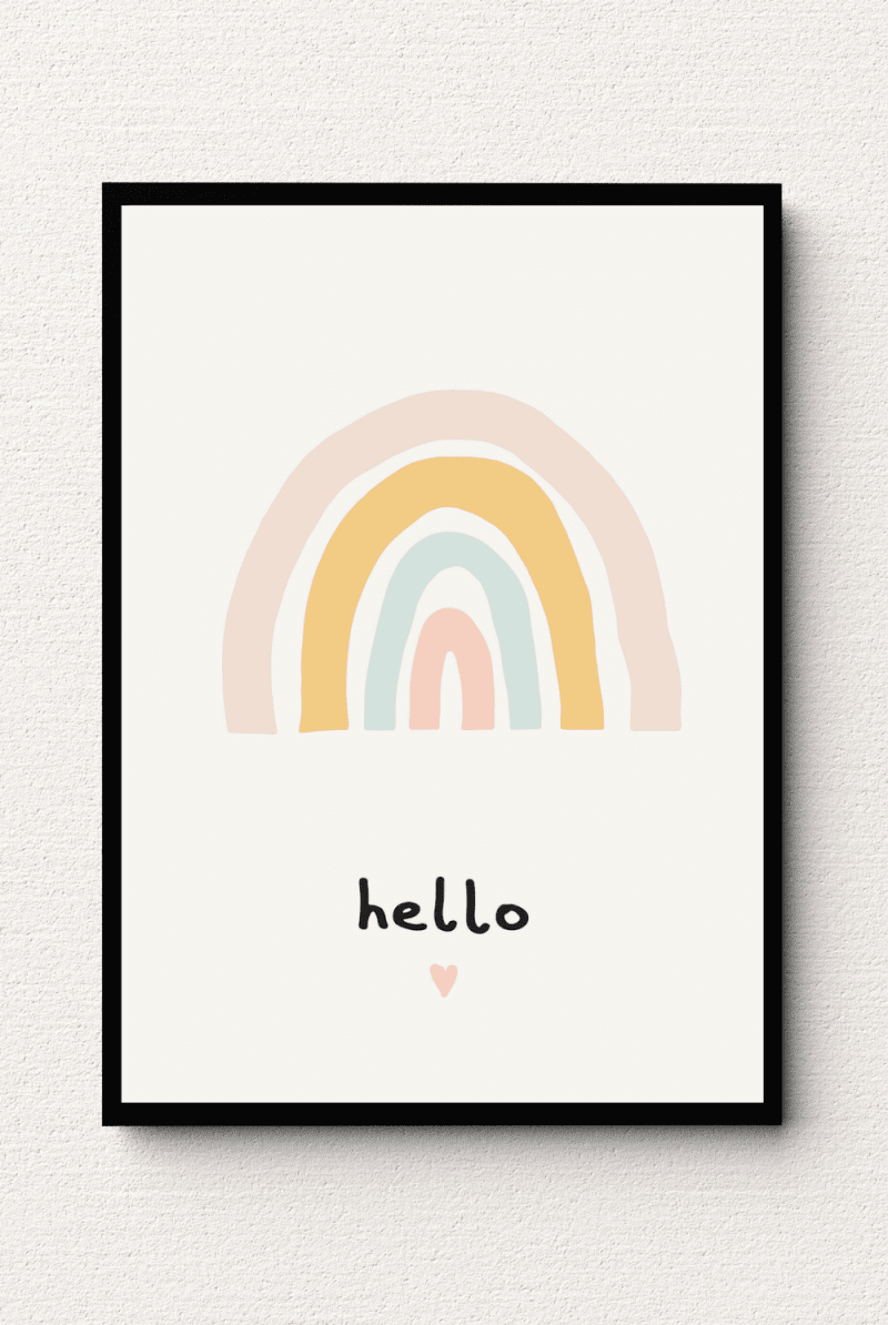Pastel Rainbow Greeting Wall Art