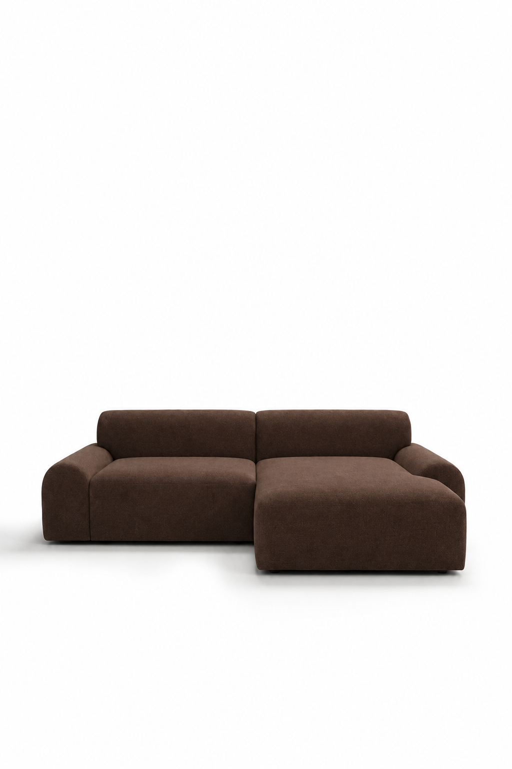 Kallia Cocoa Brown 2 Seater Chaise Sofa Right Facing in ST-4012-12 fabric