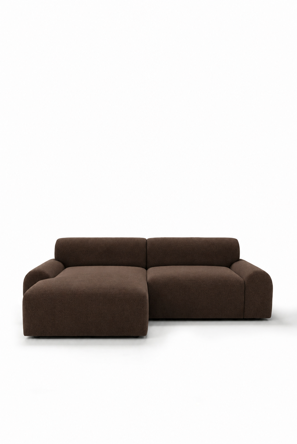 Kallia Cocoa Brown 2 Seater Chaise Sofa Left Facing in ST-4012-12 fabric
