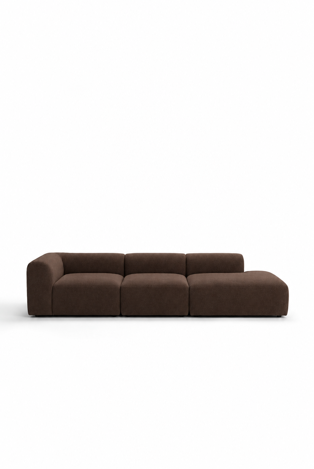 Kallia Cocoa Brown 3 Seater Modular Chaise Sofa Right Hand Armrest in ST-4012-12 fabric