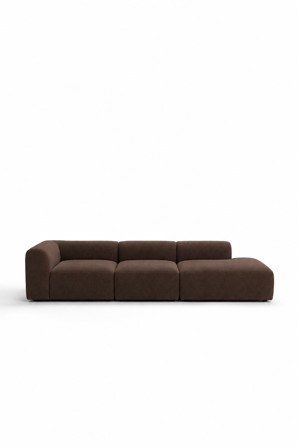 Kallia Cocoa Brown 3 Seater Modular Chaise Sofa Right Hand Armrest in ST-4012-12 fabric
