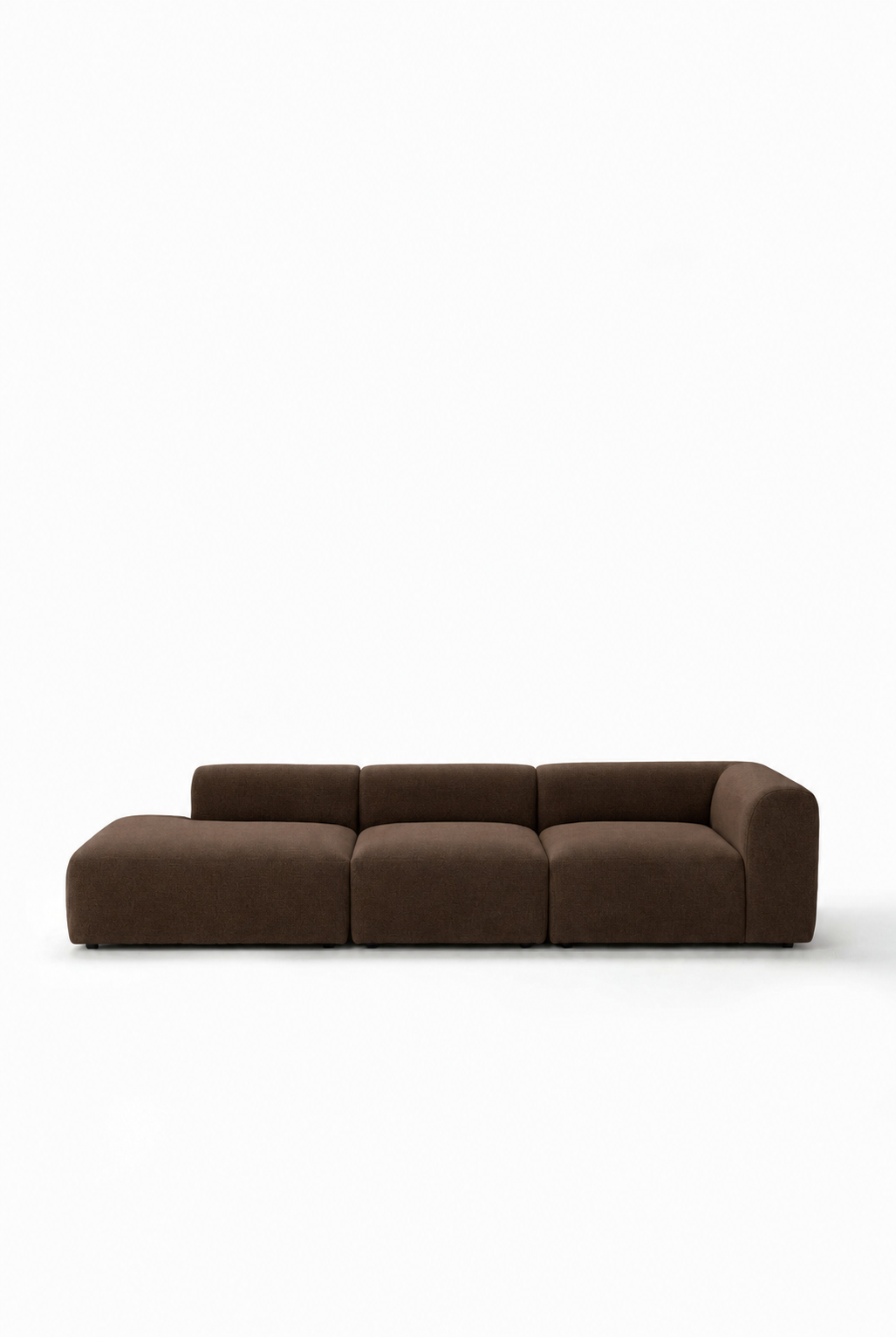 Kallia Cocoa Brown 3 Seater Modular Chaise Sofa Left Hand Armrest in ST-4012-12 fabric