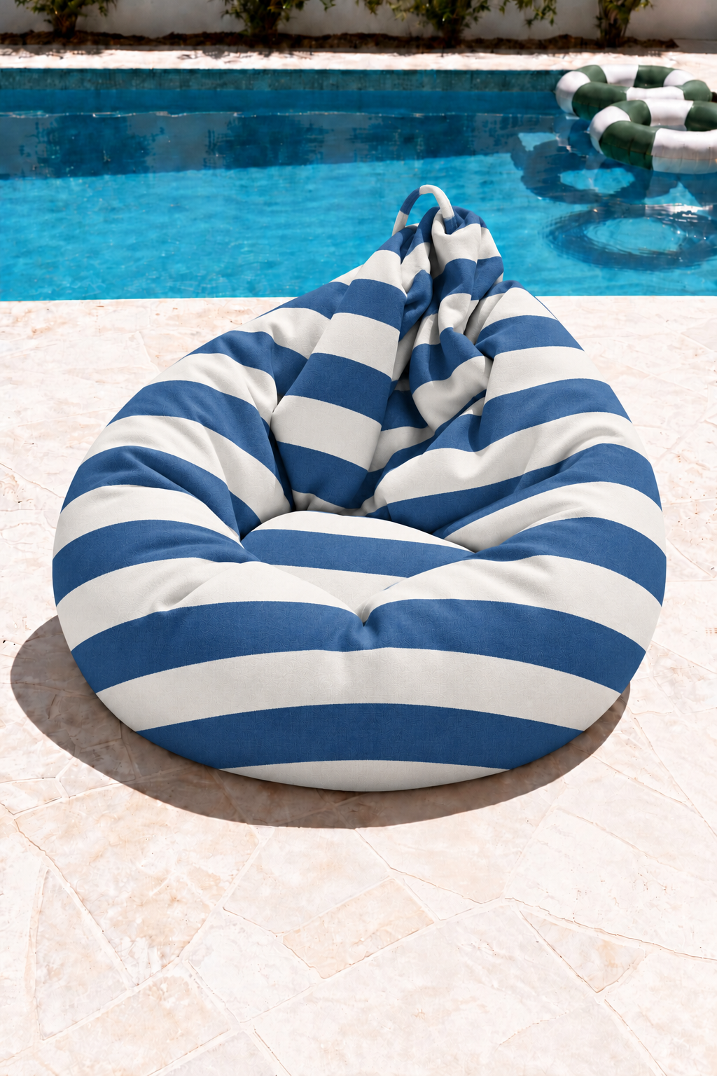Nerlo Blue Striped Outdoor Bean Bag