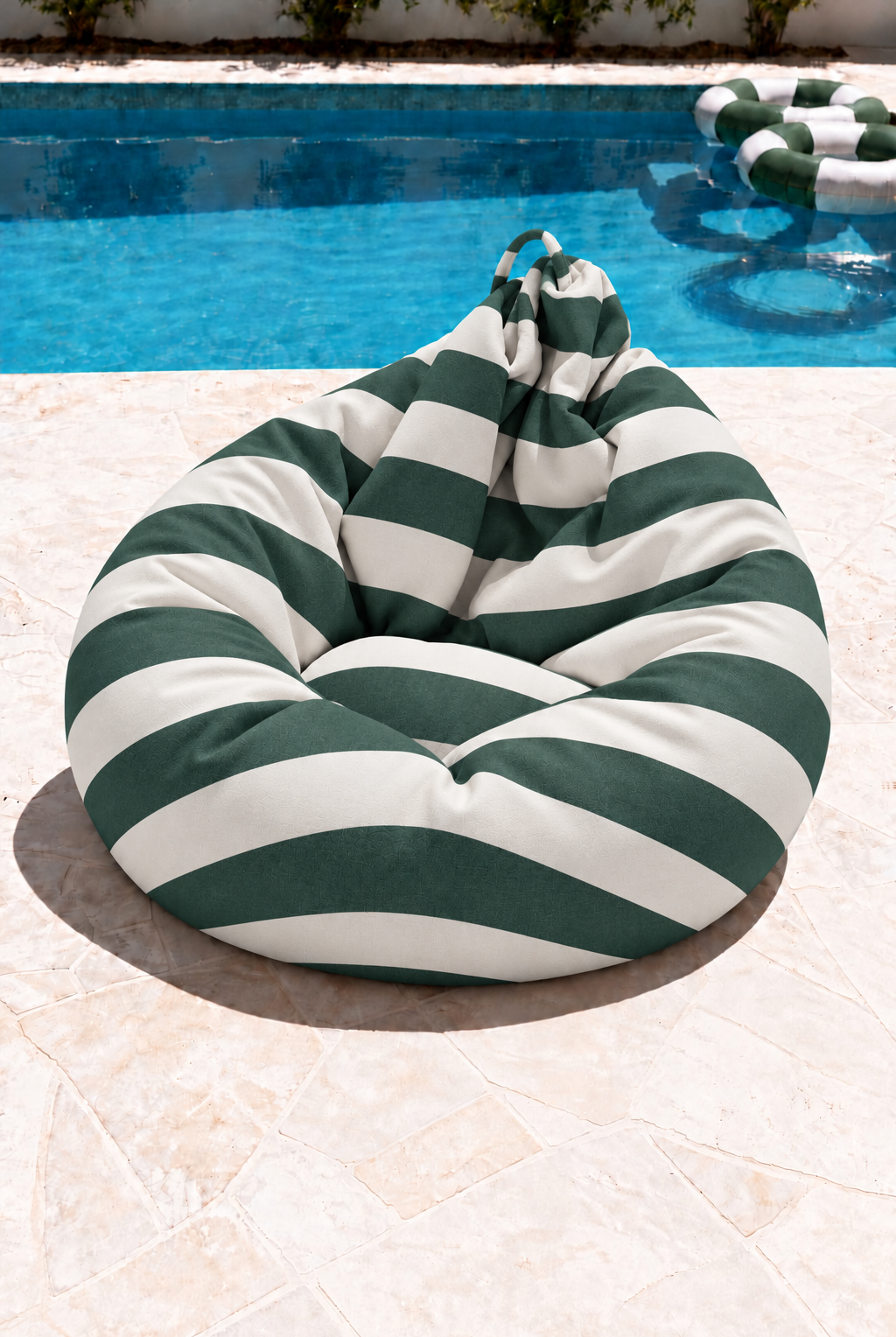 Nerlo Green Striped Outdoor Bean Bag