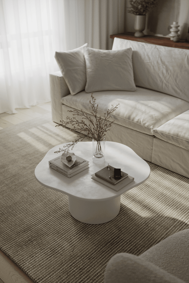 Harlowe Irregular Top Micro Concrete Coffee Table (3 Sizes) Coffee Tables Homekode 80CM Diter x 38CM Height