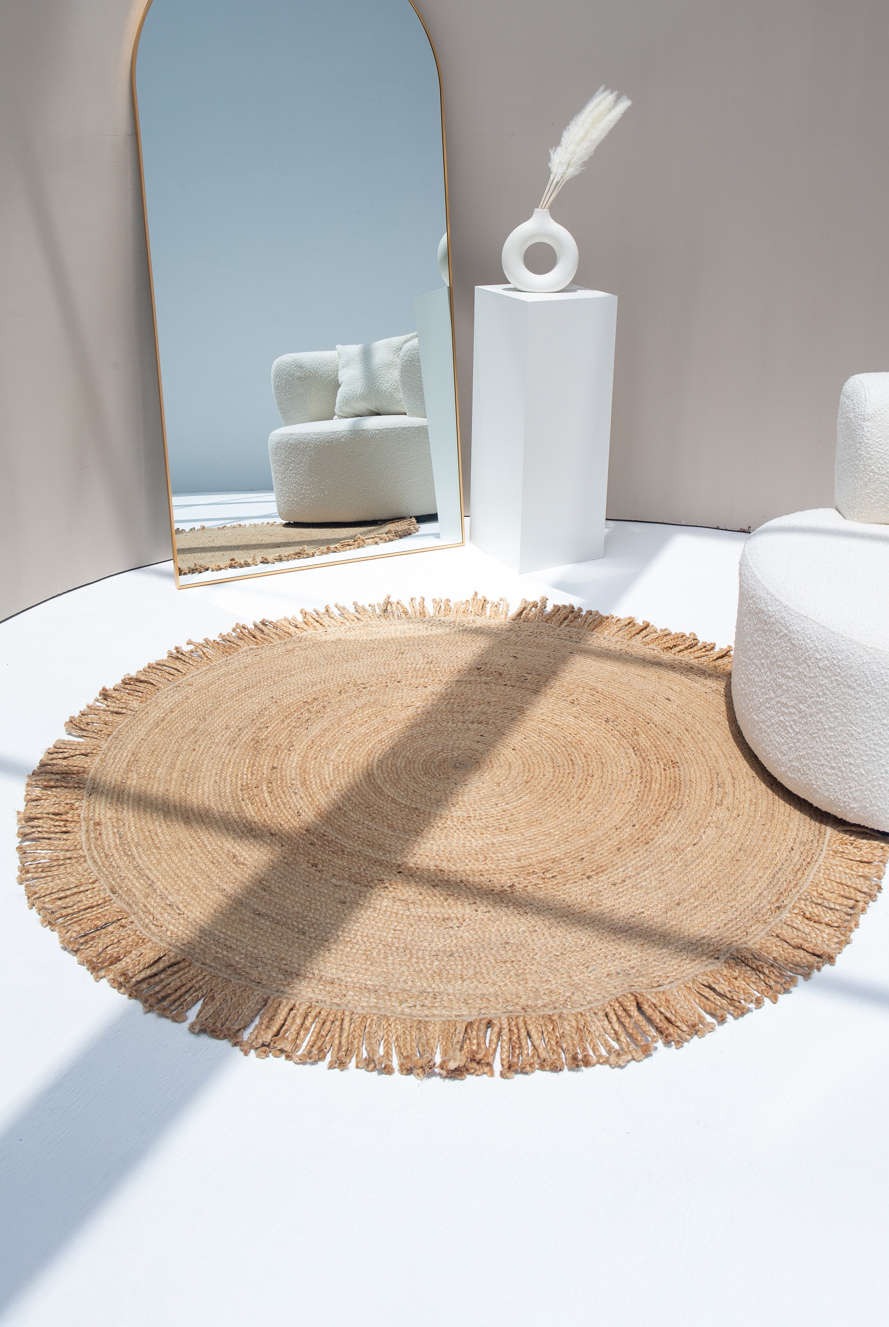 Celestial Weave - Braided Round Tassels Rug (3 Sizes)