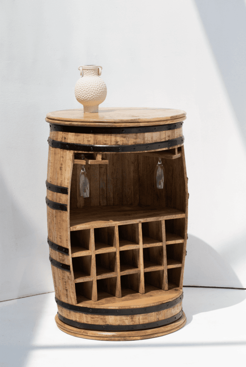 Saylor Industrial Barrel Cocktail Cabinet (100x65CM)