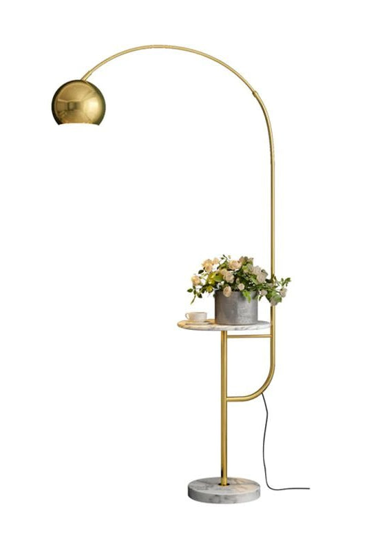 Gold arched Floor Lamp With Side Table Homekode