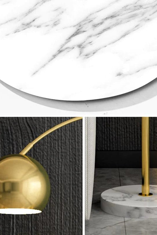 Gold arched Floor Lamp With Side Table Homekode