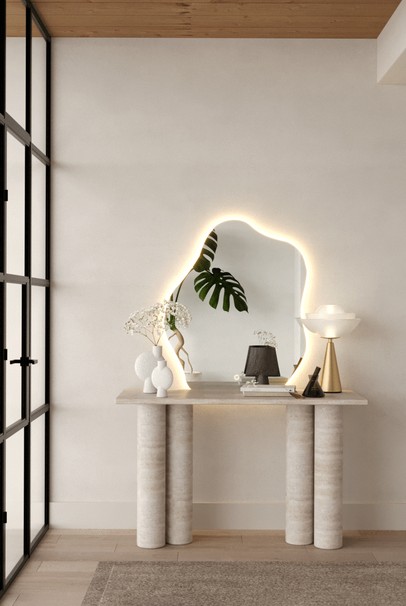 Irregular Cloud Shape Wall Mirror with Backlit LED