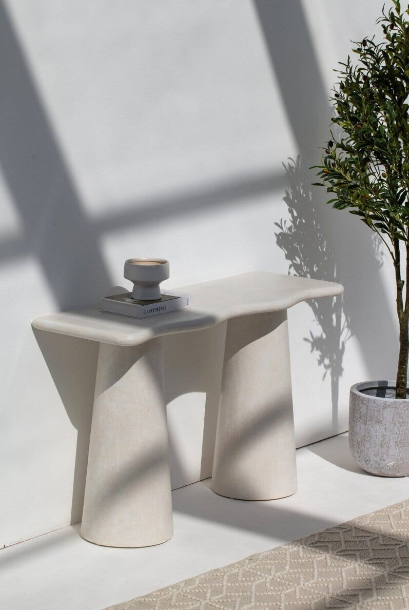 Malta Ivory Irregular Textured Top Console Table