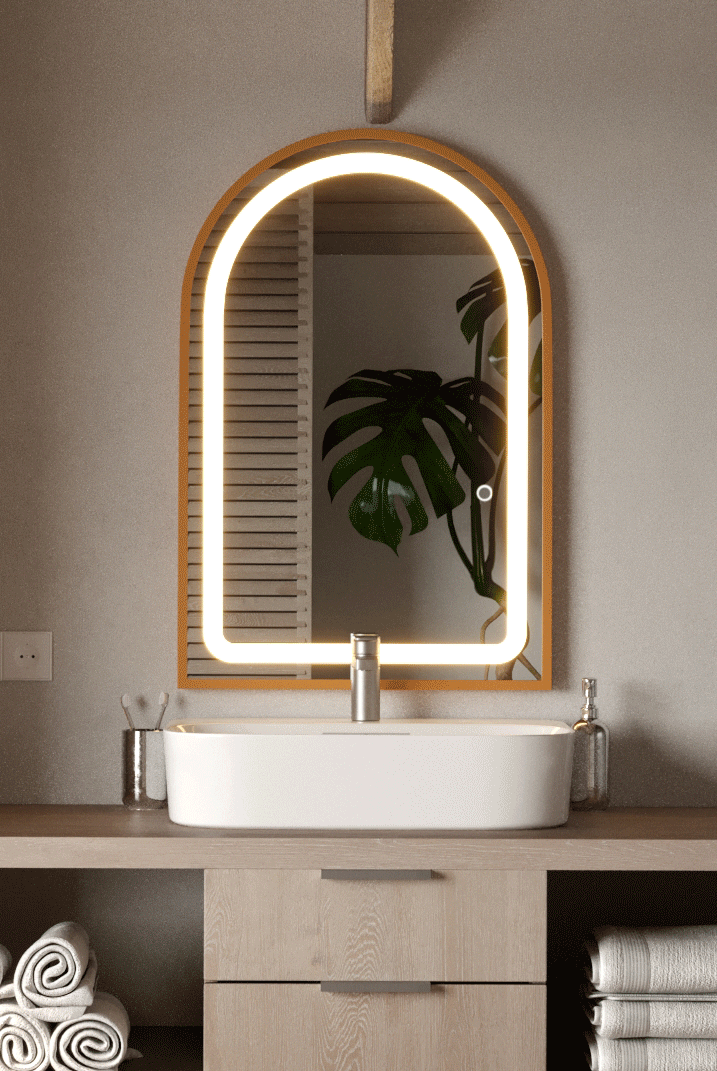 Gold Arch Wall Mirror with LED Light (4 Sizes)