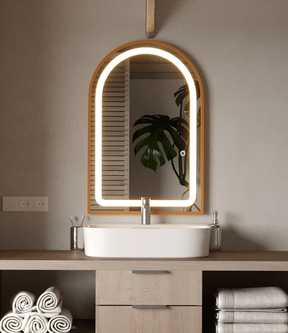 Gold Arch Wall Mirror with LED Light (4 Sizes)